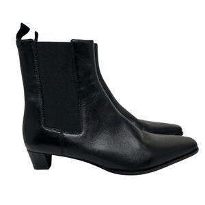 J Crew Chelsea Boots Womens 10.5 Black Nappa Leather Remi Square Toe Low Heel
